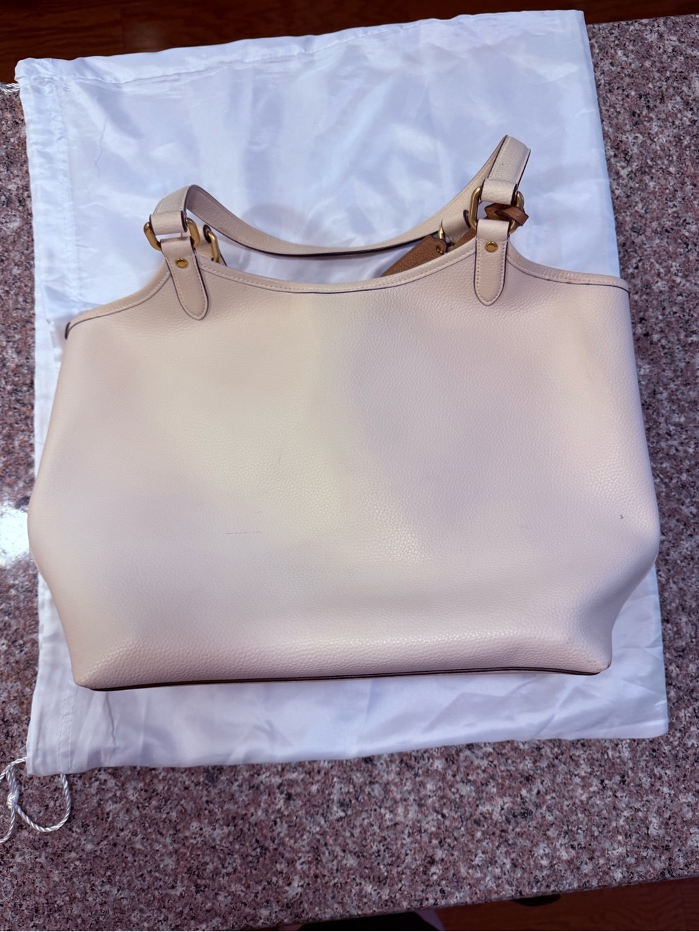 Coach Bone/Off-White Leather Tote with Dust Bag